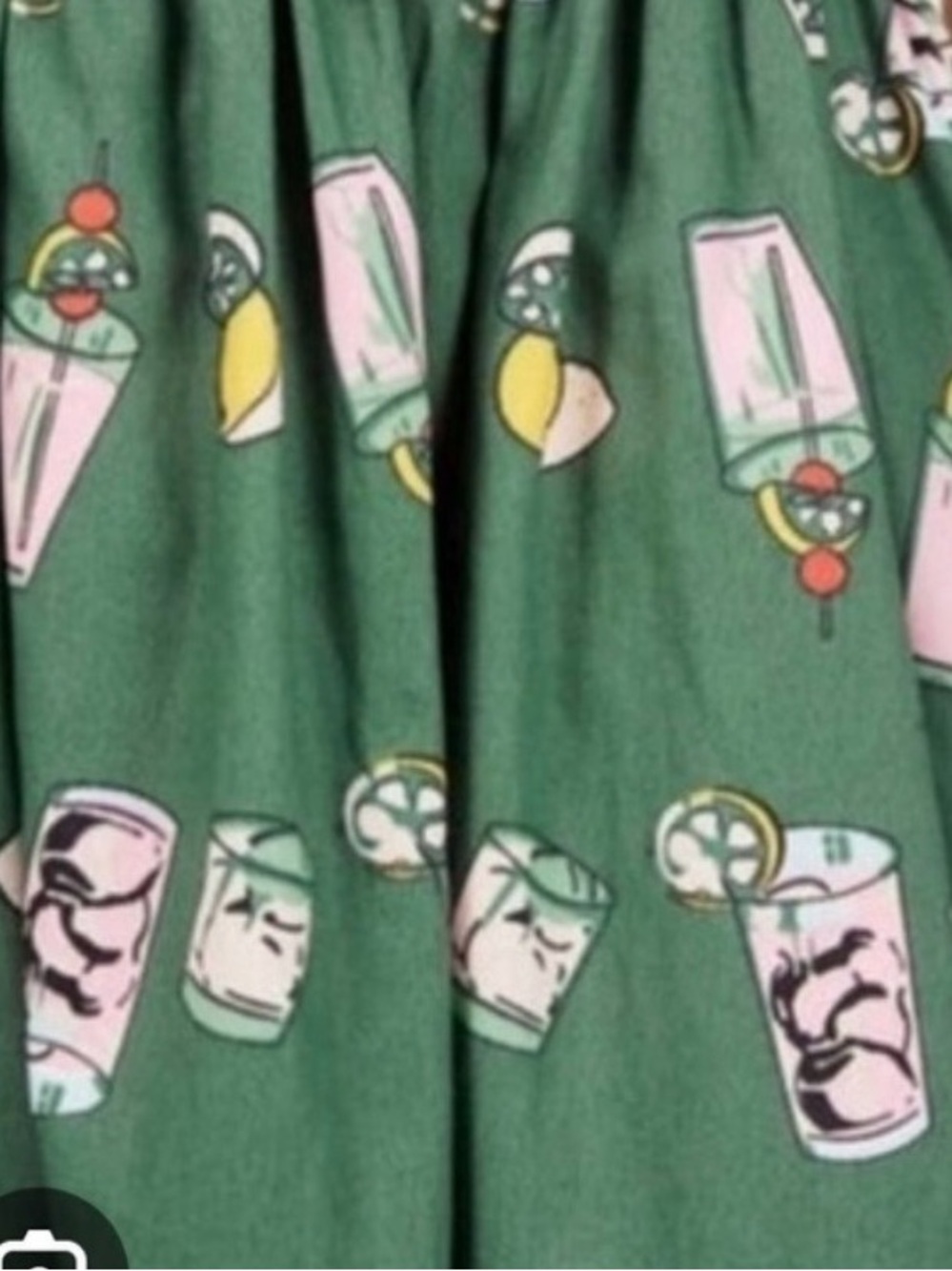 ModCloth Green Novelty Cocktail Drink Print Fit & Flare Dress NWOT Size M - Picture 8 of 9